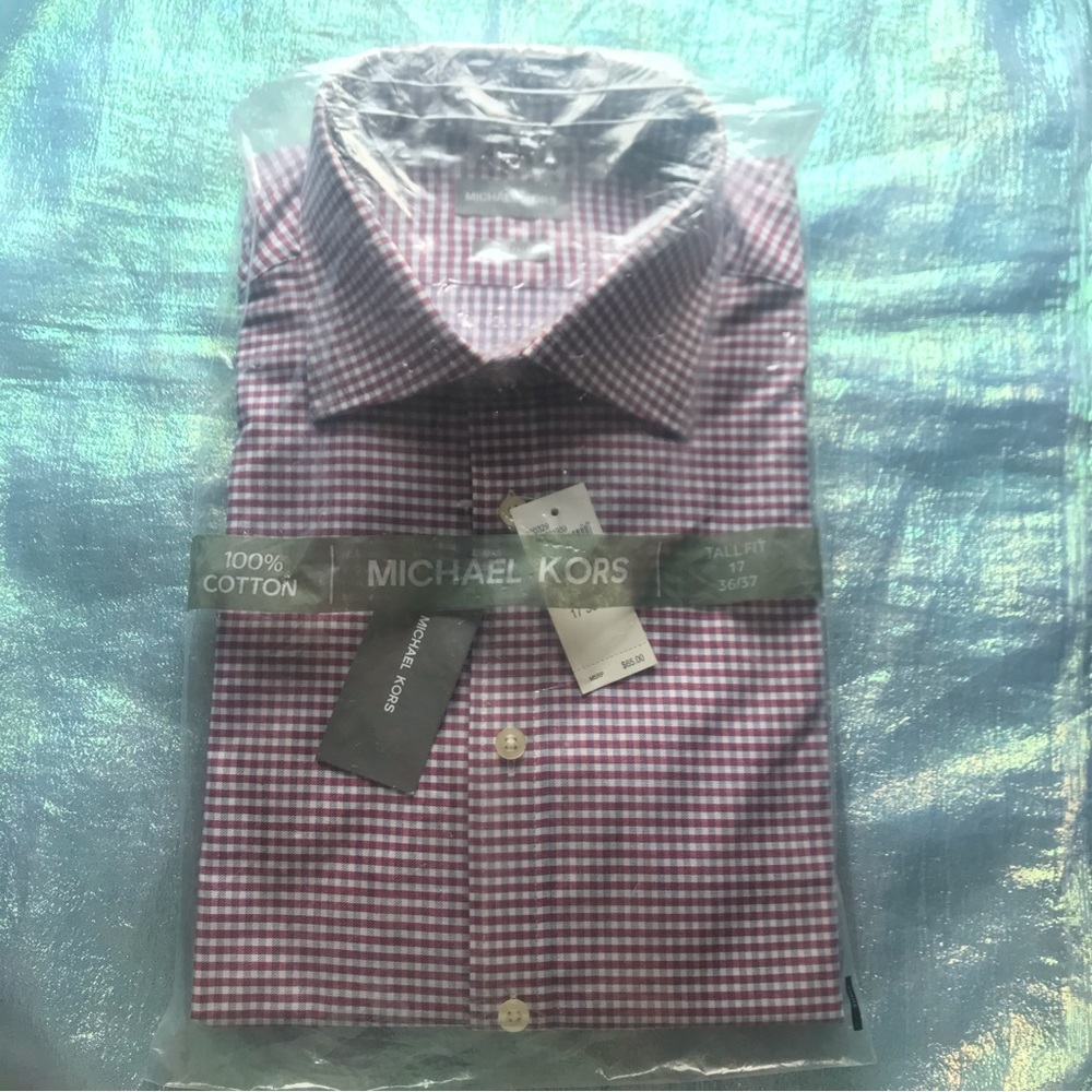 Michael Kors Slim Tall Fit Button Down Shirt 17 36-37